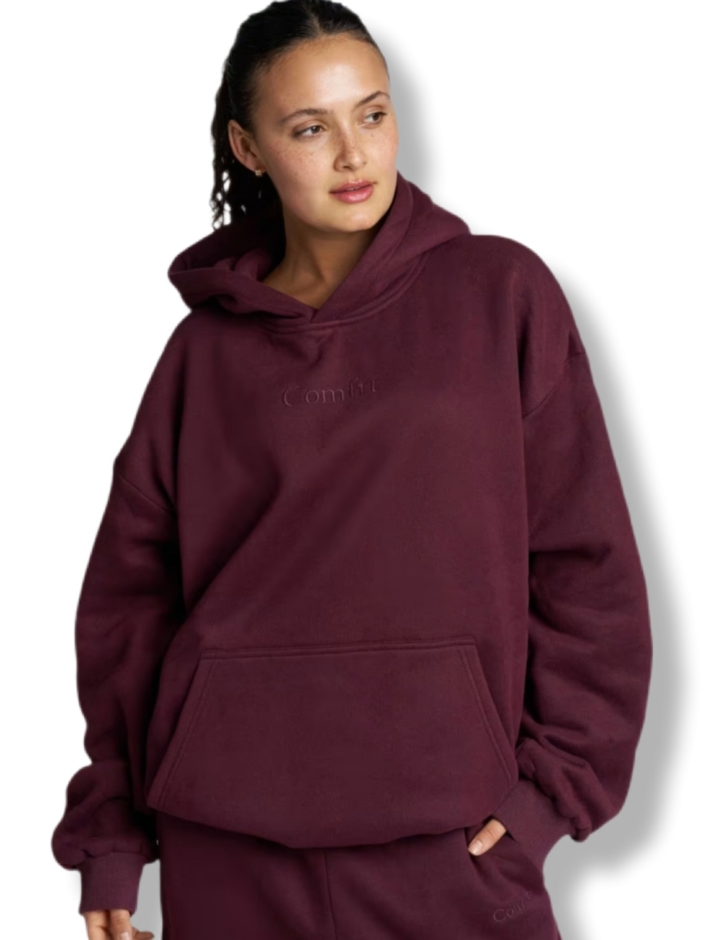 Comfrt Oversized Hoodie in Maroon- Women's Top